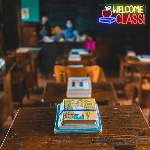 Image of Welcome Class Neon Sign Apple Book LED Sign Back to School Classroom Decor | Dimmable Light Up Signs, Student Classroom Neon Light, Colorful Wall Sign, Acrylic Night Light, School Opens Party Decoration