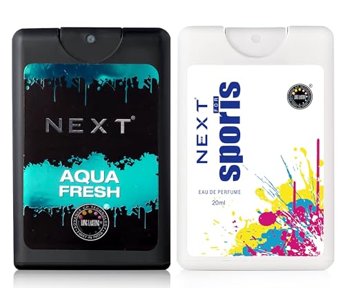 Image of Next Care Luxury Aqua Fresh + Sports No Gas Pocket Perfume for Men -20ml each | Long Lasting perfume Body Spray | Small pocket deo(Pack of 2)