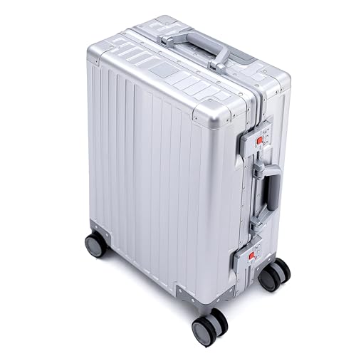 YYW Aluminum Carry-On Luggage Airline Approved Lightweight Suitcase with TSA Lock and Silent Wheels, Hardshell Spinner Business Travel (silver, 24in)2