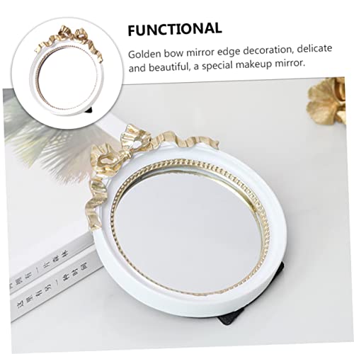 Espejo redondo para maquillaje con lazo de resina portátil miniatura 7