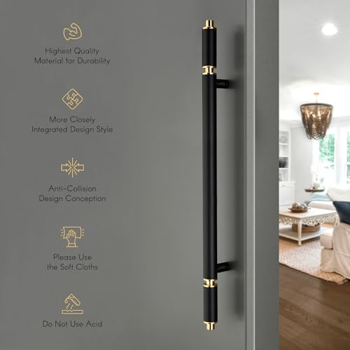 Image of LAPO Main Door Pull Handle 34 Inch | Stainless Steel Heavy Duty Door Handle with Black Finish | Hole to Hole Size 24 Inch | Premium Entrance Handle for Homes & Offices | 3 Years Warranty