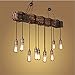 Produktbild Pendelleuchte Vintage Pendellampe Höhenverstellbar Holz Retro Industrial Hängeleuchte Kronleuchter E27 Lampe für Esstisch Küche Wohnzimmer Bar Cafe (10 Sockel)