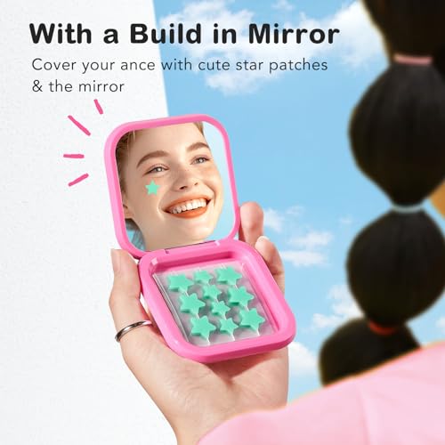 LitBear Acne Pimple Patch with Mirror Case, Pink & Green Star Pimple Stickers Acne Cover Patch, Hydrocolloid Acne Patches For Face Zit Patch Acne Dots with Tea Tree Oil & Centella, 120 Patches - Thumbnail 3