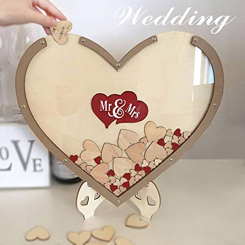 ZHONGXIN Libro de firmas Corazones, Personalizado Libro de Invitados Incluye 120 Corazones de Madera con Forma de CorazóN Corazones de Madera para Boda, para para Ideal para Bodas, Firma Cover