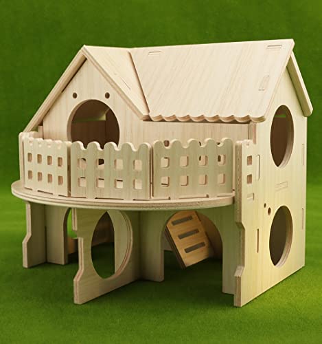 Kcrygogo Hamster Forest Lookout Wood House Fun House Double-Decker Hut For Young Dwarf Gerbil Mouse Mice Rat Small Animals thumb #8