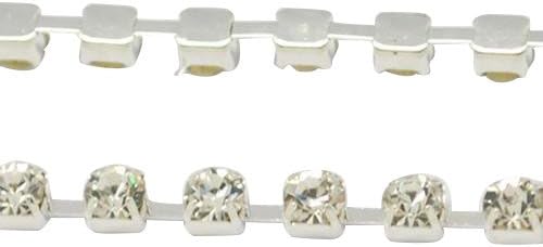 PandaHall 1 Meters 3mm Wide Silver Tone Grade A Garment Decorative Trimming Brass Crystal Rhinestone Cup Strass Chains, with 1440pcs Rhinestones