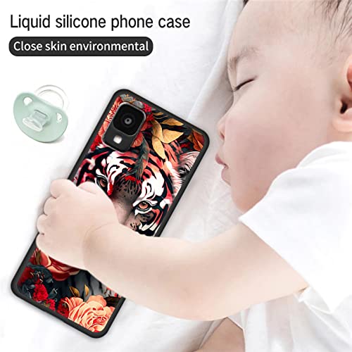 Image of for Alcatel TCL 30Z T602DL Phone Case, Soft TPU Slim Fit TCL 30Z for Women Girls, Anti Scratch Non-Slip Protective Shockproof Rubber Cover for Alcatel TCL 30Z, Flower Tiger