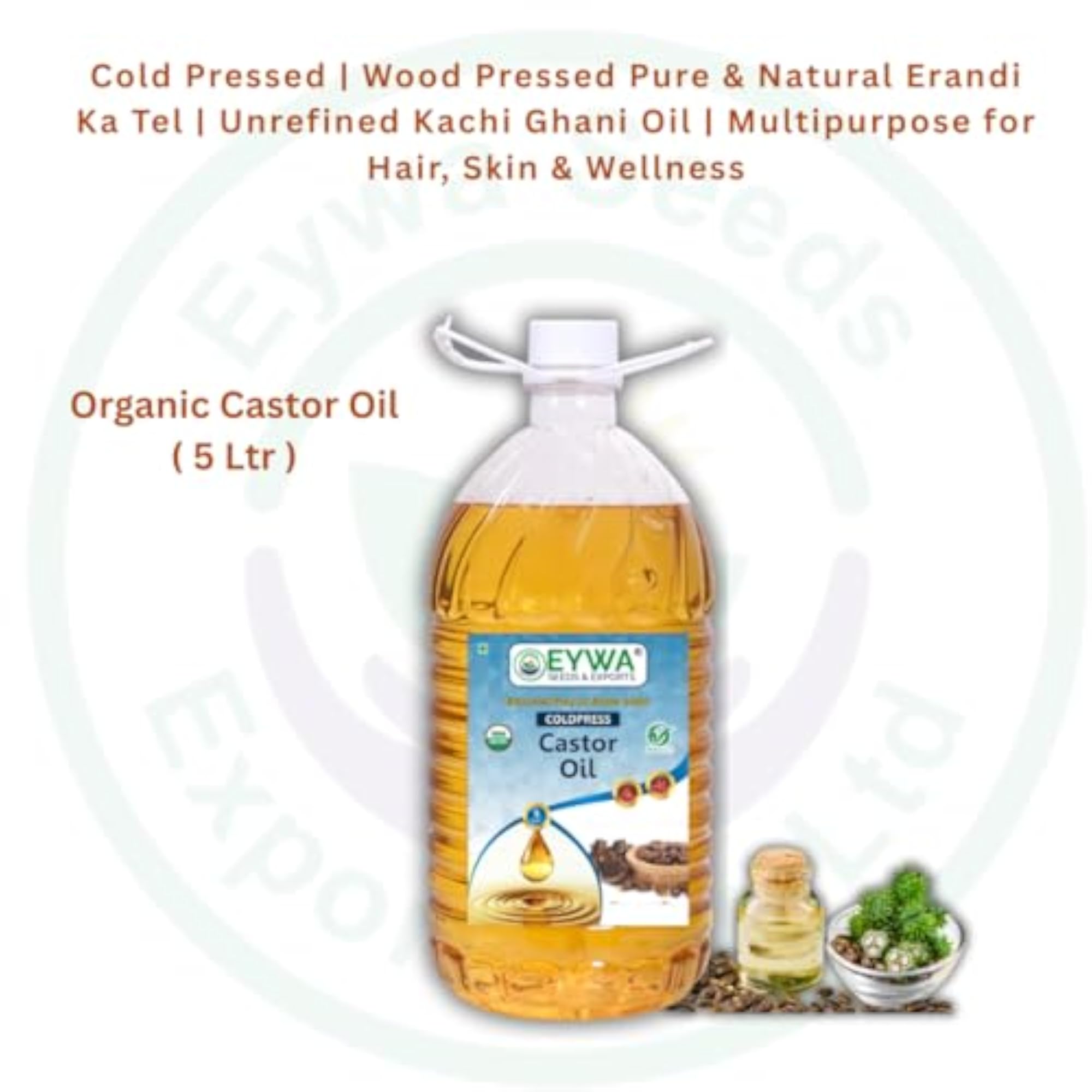 Organic Castor Oil, 5 Ltr Cold Pressed