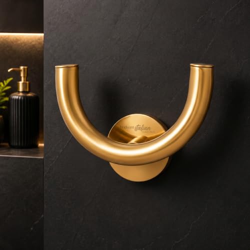 Image of Hindware Italian Collection Robe Hook for Bathroom | PVD Coated | Brass Robe Hook | Luxury Pure Gold Color Finish | Premium Bathroom Accessories Series