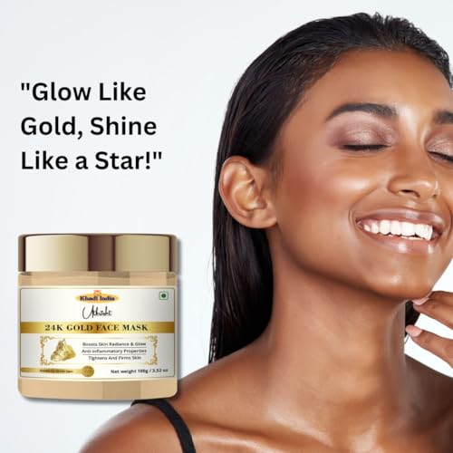 Image of Khadi 24K Gold Face Mask 100g | Pure, Natural | For Skin Radiance & Glow | Glowing, Brightening & Anti Aging | Removes Dirt & Impurities | All Skin Types | Gold Face Mask for Men & Women