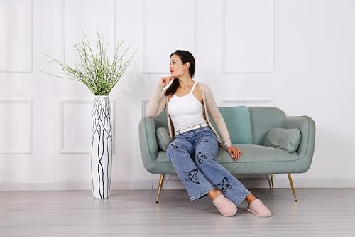 Leewadee Grand Vase A Poser Au Sol 85 cm Haut - Vase De Sol pour Fleur Ou Pampa, Blanc, Résine – Image 5