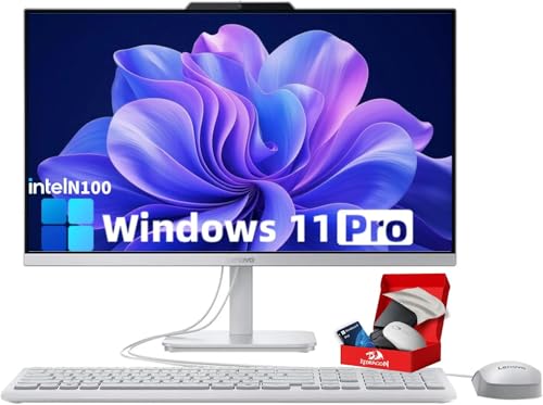 Image of Lenovo AIO 24 inch FHD All-in-One Desktop Computer for Home Office, Intel Processor, 64GB RAM, 4TB PCIe SSD, WiFi 6, Bluetooth 5.2, HDMI, RJ-45, Keyboard and Mouse, Windows 11 Professional