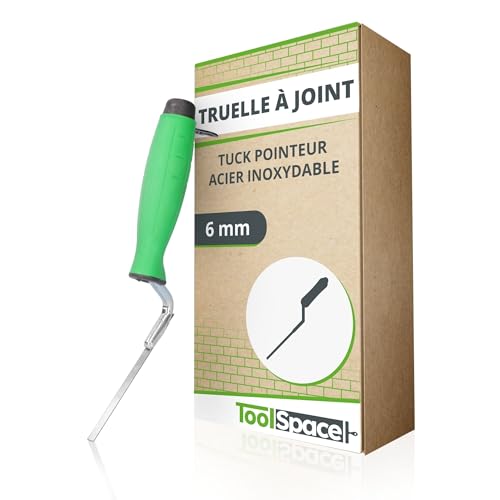 ToolSpace Truelle à joints étroite en acier inoxydable de 6 mm joindre - En acier inoxydable - Truelle de nettoyage - Poignée ergonomique - Pour rénovation,...