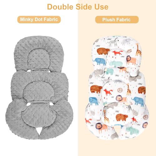 Image of Infant Car Seat Insert, Car Seat Head Support Baby with 2 Covers, Ultra-Soft Newborn Carseat Insert, Perfect for Car Seat, Stroller, Swing, Animals