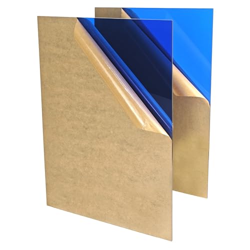 Image of Translucent Blue Acrylic Sheets 8 * 12 inch 1 /8 inch Thick (2.8~3mm) Red Transparent Cast Acrylic Plexiglass Board for Sign, DIY Project, Laser Cutting, Wedding, Craft, Picture Frame, Engraving(2 Pieces)