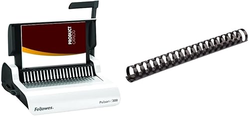 Fellowes 5006801-99 Pulsar+ máquina de encuadernación de peine (5006801) y 52367 fijaciones de peine de plástico, 34 pulgadas de diámetro, capacidad