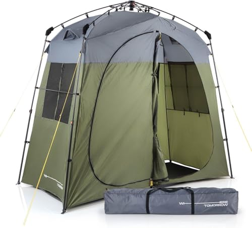 Where Tomorrow - Tenda da doccia pop up per 2 persone, WC da campeggio e spogliatoio, per attività all'aperto e festival, leggera e impermeabile, doccia mobile con divisorio