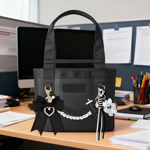 Image of Tote Bag Accessories for YETI Camino 20 /35 /50 Bogg Bags Pearl Bow Black
