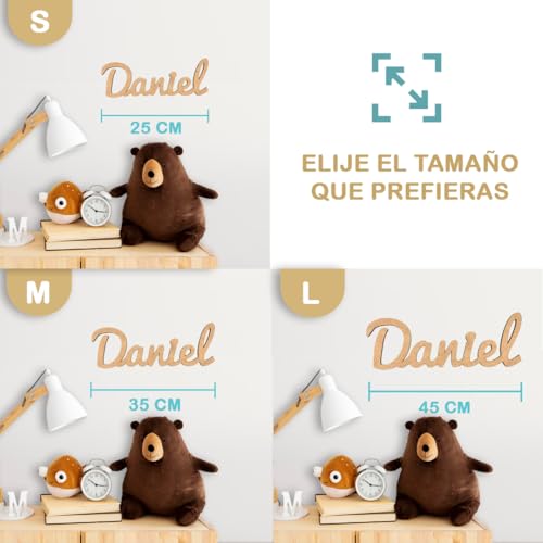 Miniatura 4 de Evyre Nombre Madera Personalizado Para Decoración Habitación Infantil, Bautizo O Baby Shower Letras Decorativas Para Eventos, 25 35 45 Cm Letras De Madera Para Pared O Puerta, 4 Tipografías