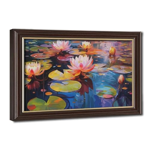 Peinture à l'huile abstraite de lotus 50x75 cm sur toile pour salon