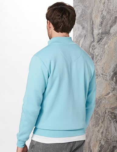 Image of Amazon Brand - Symbol Men Cotton Blend High Neck Zipper Sweatshirt (Available in Plus Sizes)
