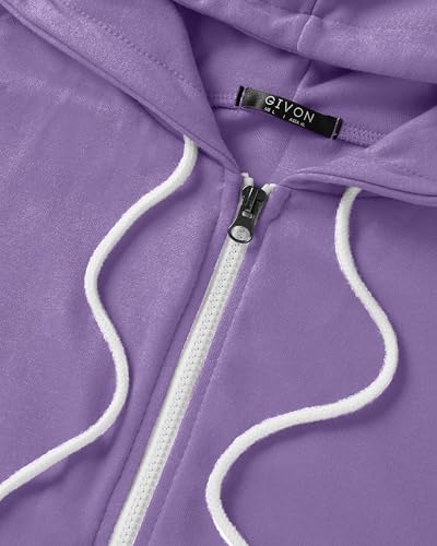 Image of GIVON Basic Lightweight Zip-Up Hoodie Long Sleeve Thin Jacket for Women with Plus Size