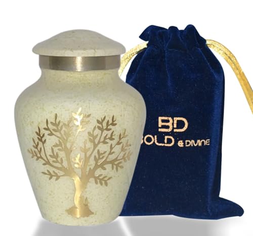 Image of Tree of Life Keepsake Urns for Human Ashes - 4 Small Keepsakes, Decorative Urns for Ashes Adult Female & Male, Funeral Urns - Pearl Marble