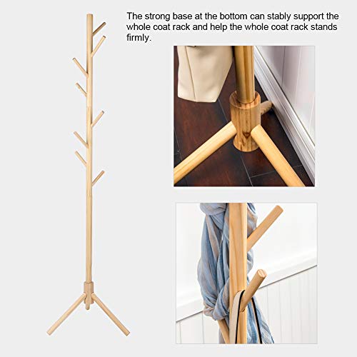 Rack de manteau design arbre en bois avec base de sol stable pour sacs