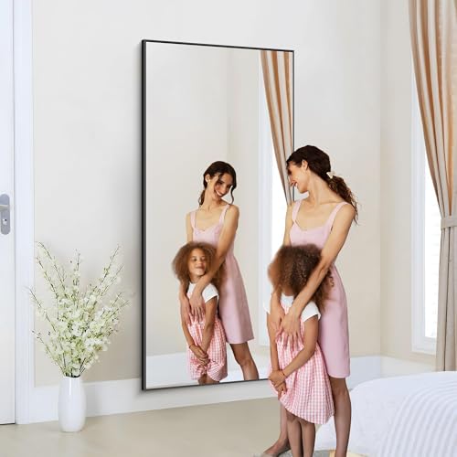 Image of COFENY 36x72inch Bathroom Mirror, Black Rectangle Mirror with Thin Metal Frame, Large Rectangular Wall Mirrors for Bathroom, Living Roomm, Hair Salon, Big Farmehouse Mirror Hang Horizontal /Vertical