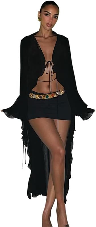 Sheer open front maxi skirt Clearance