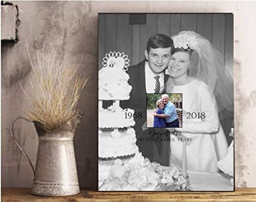 Then & Now Personalized Anniversary Milestone Custom Photo Canvas 25th, 30th, 35th, 45th, 50th Anniversary Gift for Parents, Golden Anniversary