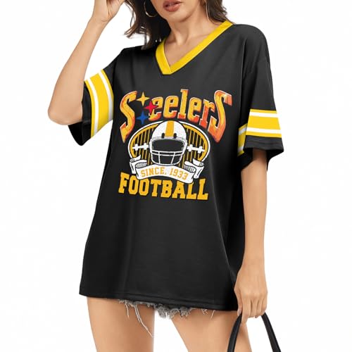 Football Shirt for Women Game Day Shirt Football Fans Mesh Tshirt Jersey V Neck Casual Short Sleeve Tops4