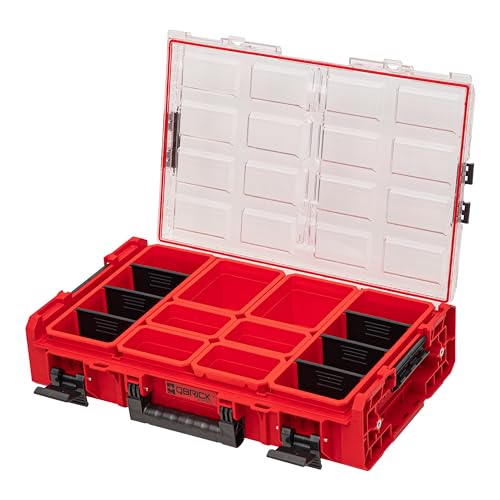 QBRICK SYSTEM Werkzeugkoffer Werkzeugkasten Leer Werkzeugkiste ONE Organizer XL 2.0 RED Ultra HD Rot 600 x 400 x 145 mm