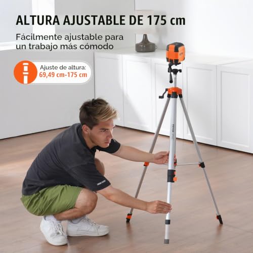 Miniatura 3 de Vevor Trípode Para Nivel Láser, Ajuste De Altura De 695-1750 Mm Con Burbuja De Nivel Integrada, Soporte Liviano A Escáner Láser, Patas Retráctiles, Para Medición Estable, 127 X 105 X 743 Mm, Aluminio