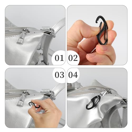 Image of 30Pcs Zipper Clips Anti Theft, Anti Theft Zipper Locks for Backpacks, Purse & Handbag Zippers Security, S Carabiner Clip, Mini Carabiner Clips, Black, Grey & Silver (Black)