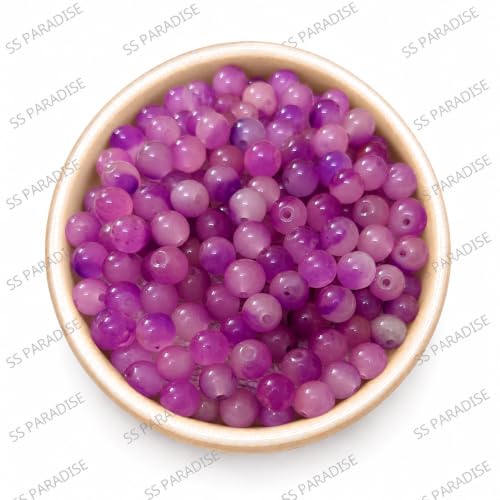 Image of SS Paradise 8mm Glass Jelly Dual Shade Beads (6 Colors 300 Pieces) for Jewellery Making | Round Loose Beads Strands for Necklace, (Set 4) Colour Subject to Availability !