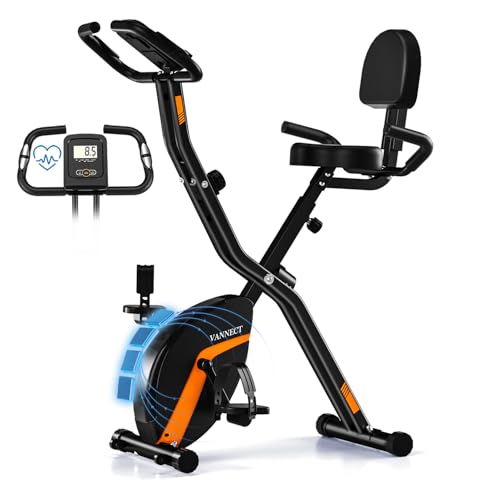 VANNECT Cyclette Pieghevole con Schienale e Monitor LCD...