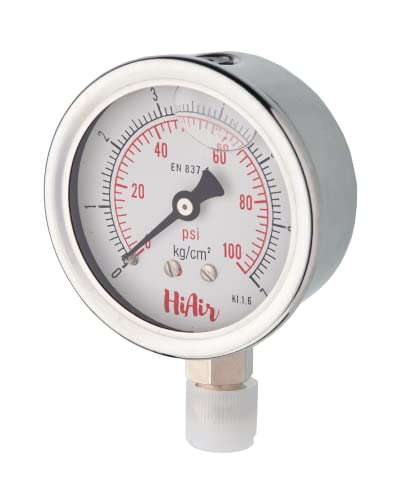 Image of Glycerin Filled Bottom Pressure Gauge 0-7kg /cm2 (0-100psi), 63mm (2.5inch) Dial Size, 1 /4BSP Male Connection, DM (Direct Mounting) Bottom Entry