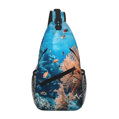 Mochila de senderismo ligera contra la fatiga bolsa de pecho cruzada arrecife de coral