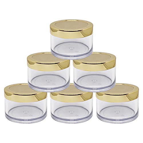 Image of Zenvista Empty Cosmetic Containers, Acrylic Jars, Small Containers For Cosmetics, Lip Balm Containers, Transparent Jar With Gold Cap-50gm (Pack of 5)