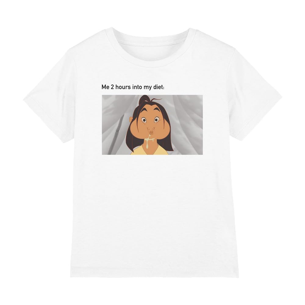 Mulan Diet Fail Meme Girls T Shirt, White, 5-6 Years