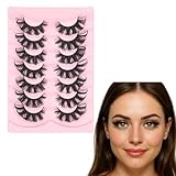 Lilbitty 7 Pairs Fluffy Strip Lashes 12-20mm 80D Volume False Eyelashes Wispy Soft Curly Eye Lashes Waterproof Faux Mink Lashes