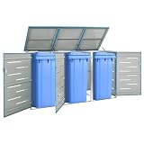 Mülltonnenbox 300 L für 3 x 120-L-Tonnen – Edelstahl-Rahmen & verzinkte Stahlplatten, himmelblau, 207x77,5x112,5 cm, abschließbar, rostfrei, geruchsdicht – ideal für Garten, Terrasse & Hof