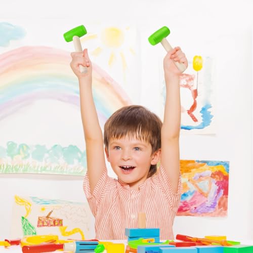 Image of 1Pcs Toy Hammer Simulation Wooden Hammers Plastic Toddler Hammer SmallPortable Kids Maintenance Tools Toys Pretend Fake Mallet Hammers for Boys Girls(Green)