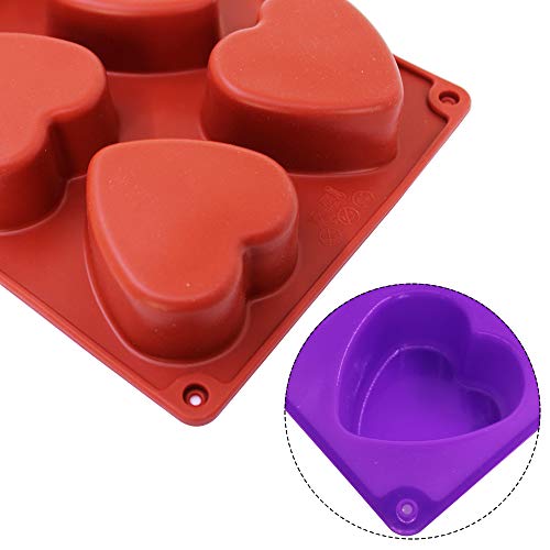 3 Packs 6 Cavities Heart Shaped Silicone Mold (Purple, Red, Brown), Findtop Baking Mold Cake Pan, Biscuit Chocolate Mold, Ice Cube Tray, Soap Mold #TOP3