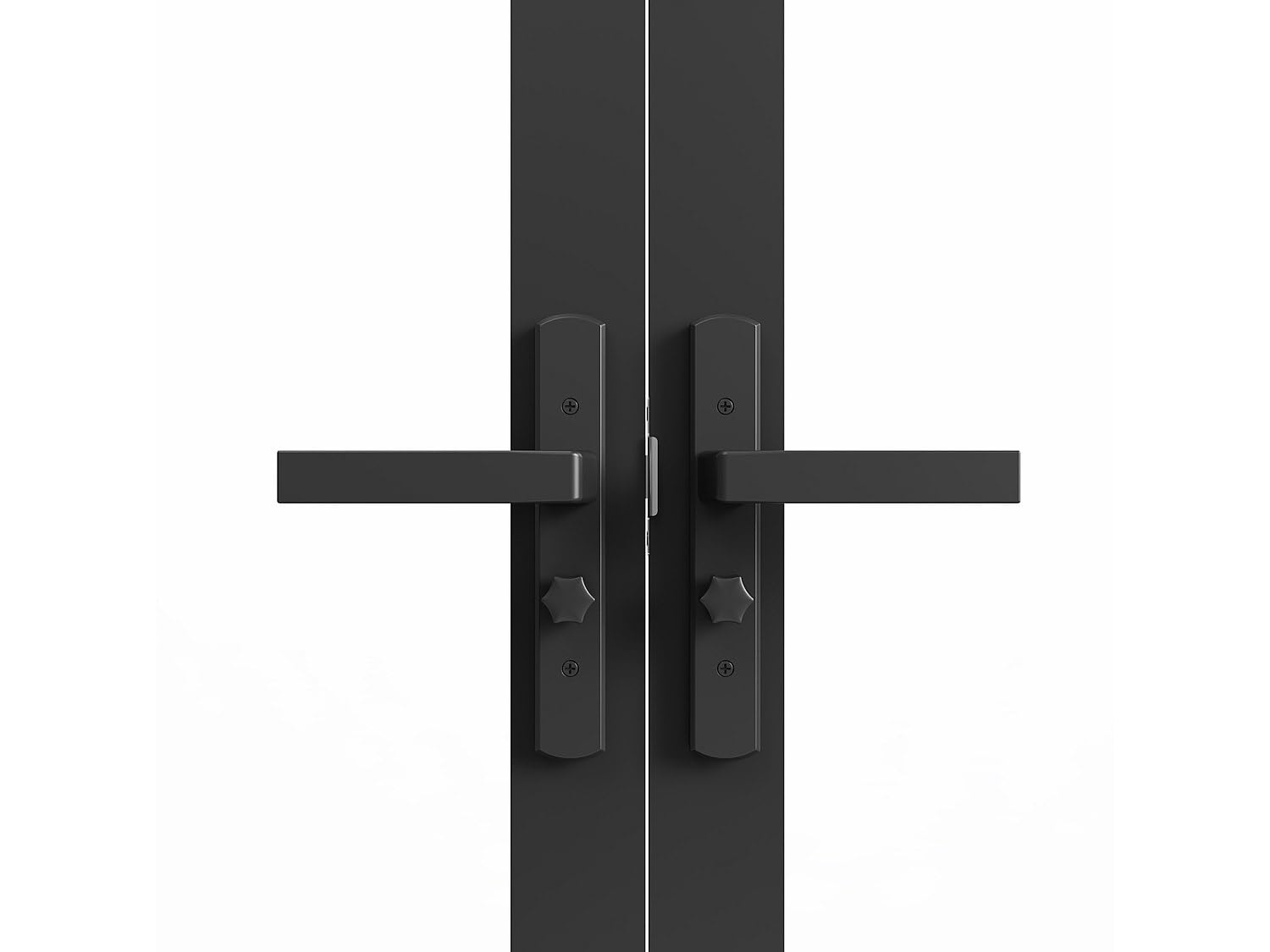 Vente-unique-Blocco porta reversibile a due battenti 2 x H204 x L93 cm in Alluminio e Vetro temperato Nero - LOXTON