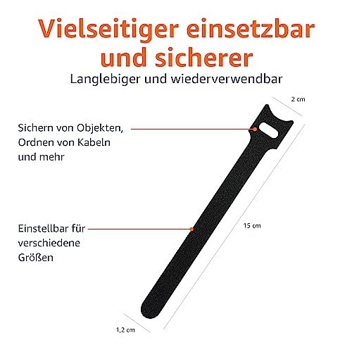 Amazon Basics Kabelbinder, verstellbar, zum Organisieren von Kabeln, 100 Stück, schwarz