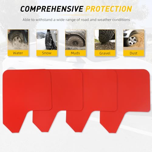 DREAMOTOR Universal Car Mud Flaps 4PCS Flexible Splash Guards Set for Front & Rear, Bendable Cuttable Mudguards Dirty Fenders Car Exterior Accessories for Pickup, Truck, SUV, Van（Red） by DREAMOTOR - Used condition - Image 7