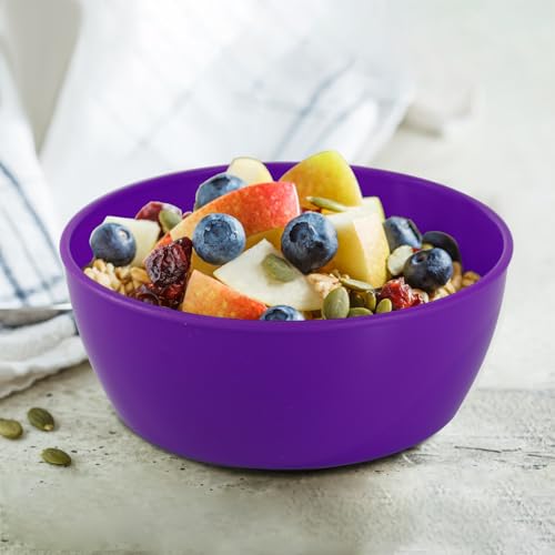 SCWBOEII 4-Piece Classic Plastic Prep Bowls with Lids, Nesting Plastic Small Mixing Bowl Set for Mixing, Baking, Prepping, Cooking and Serving Food, Microwave and Dishwasher Safe (Purple)