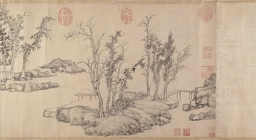 Impression Sur Toile Wen Zhengming Retraite d'été Peinture Haut de Gamme 60x90